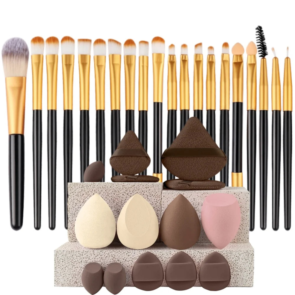 Premium Synthetic Kabuki Makeup Brush Set – Foundation, Concealer, Powder, Blush & Eye Blending Brushes