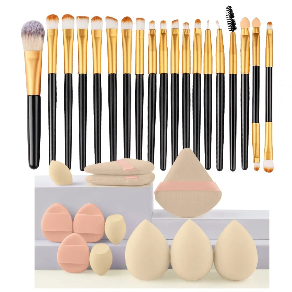Premium Synthetic Kabuki Makeup Brush Set – Foundation, Concealer, Powder, Blush & Eye Blending Brushes
