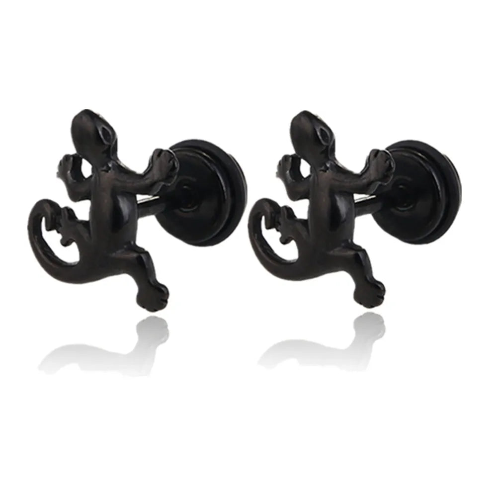 Small Black Punk Stud Earrings For Women Men Boy 2020 New Fashion Zircon Geometry Stainless Steel Jewelry Accessories Earrings