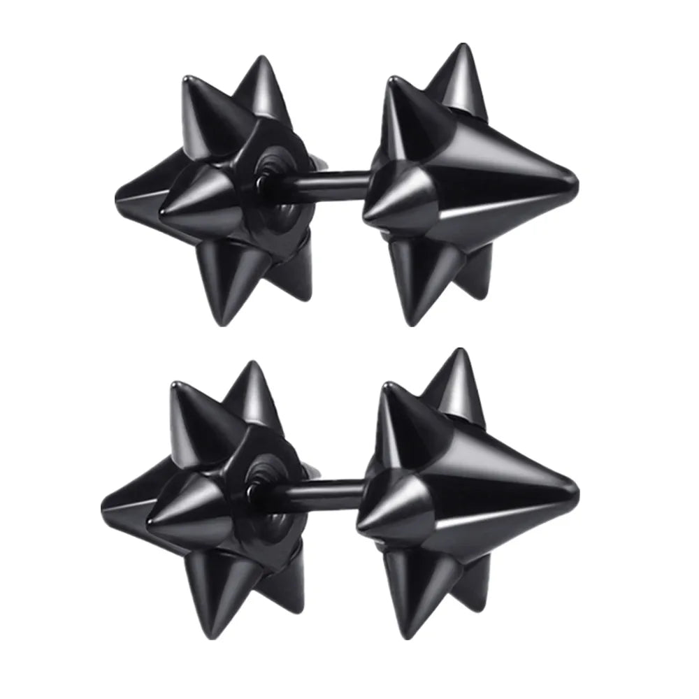 Small Black Punk Stud Earrings For Women Men Boy 2020 New Fashion Zircon Geometry Stainless Steel Jewelry Accessories Earrings