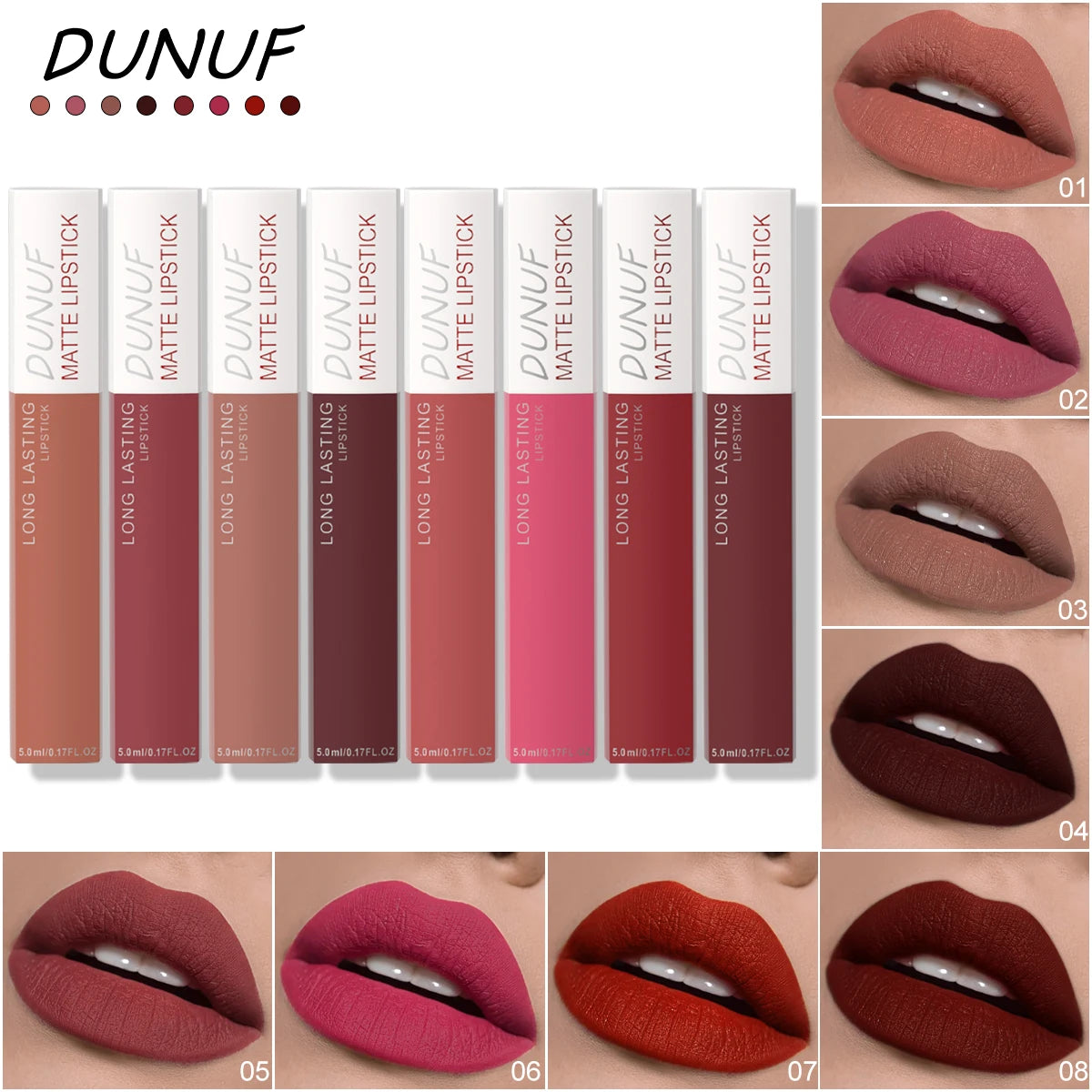 6Pcs/8Pcs Matte Lip Gloss Set – Long-Lasting Waterproof Lipstick, Anti-Sweat Non-Stick Liquid Lip Color, Highly Pigmented Lip Makeup