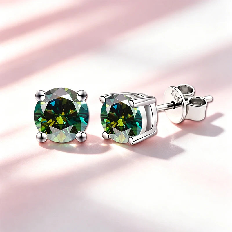 Classic 100% Moissanite Stud Earrings with Lace Six-Prong High-End Texture Elegant and Stylish Earrings