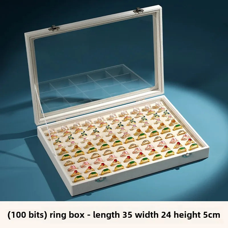 Covered Velvet Hundred-digit Ring Box Storage Box Large-capacity Jewelry Box Pair of Ring Boxes Jewelry Box Stall Display Box