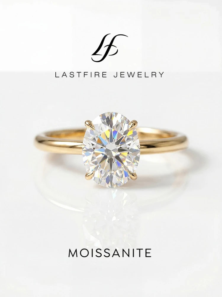 Fashion 1-2 Carat Brilliant Oval Moissanite Diamond Engagement Wedding Rings for Women 925 Sterling Silver Fine Jewelry