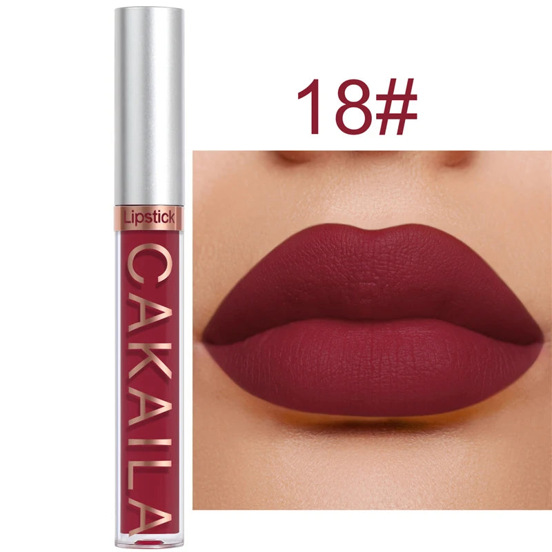 CAKAILA 18 Color Waterproof Matte Velvet Lip Glaze Lasting Silky Liquid Lipstick Not Easy To Fade Lip Gloss Makeup Sexy Lip Tint