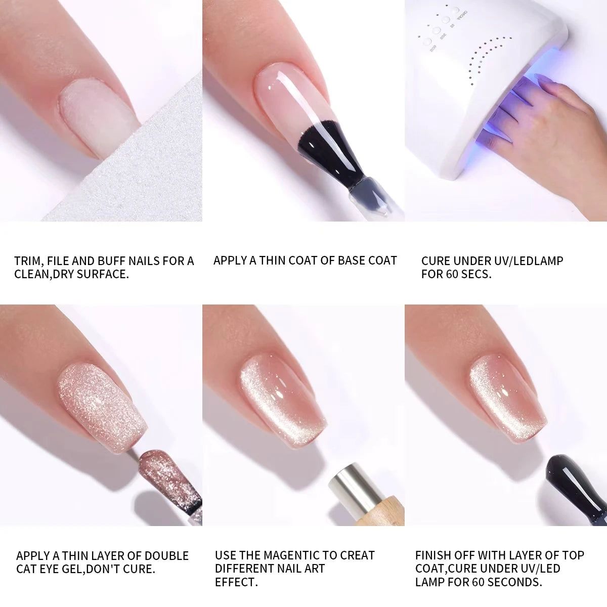 XEIJAYI 15ml Golden Gradient Cat Eye Gel Nail Polish – Golden Glass Bead Magnetic Nail Art