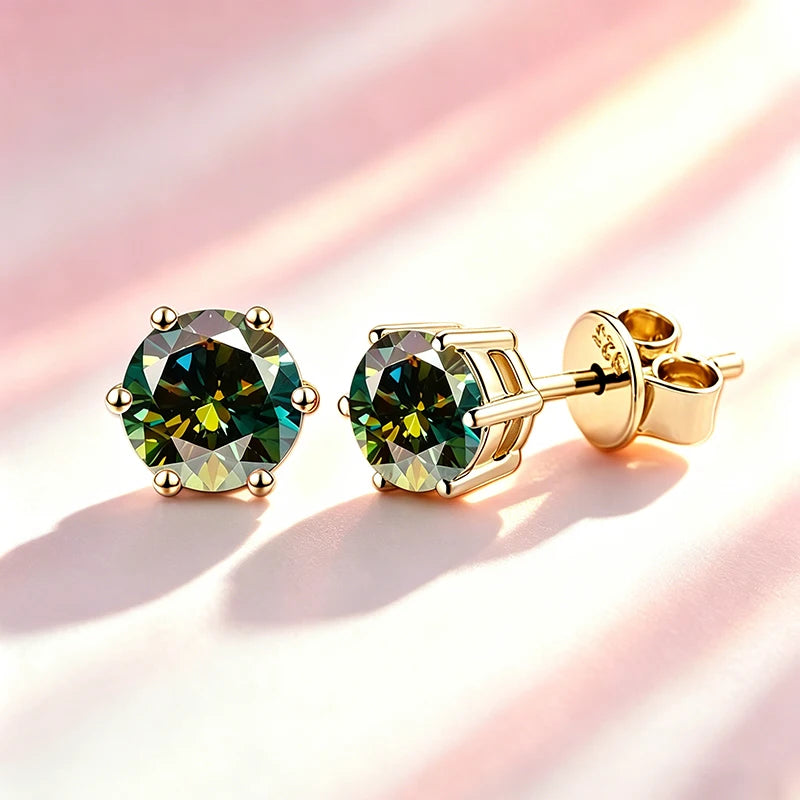 Classic 100% Moissanite Stud Earrings with Lace Six-Prong High-End Texture Elegant and Stylish Earrings