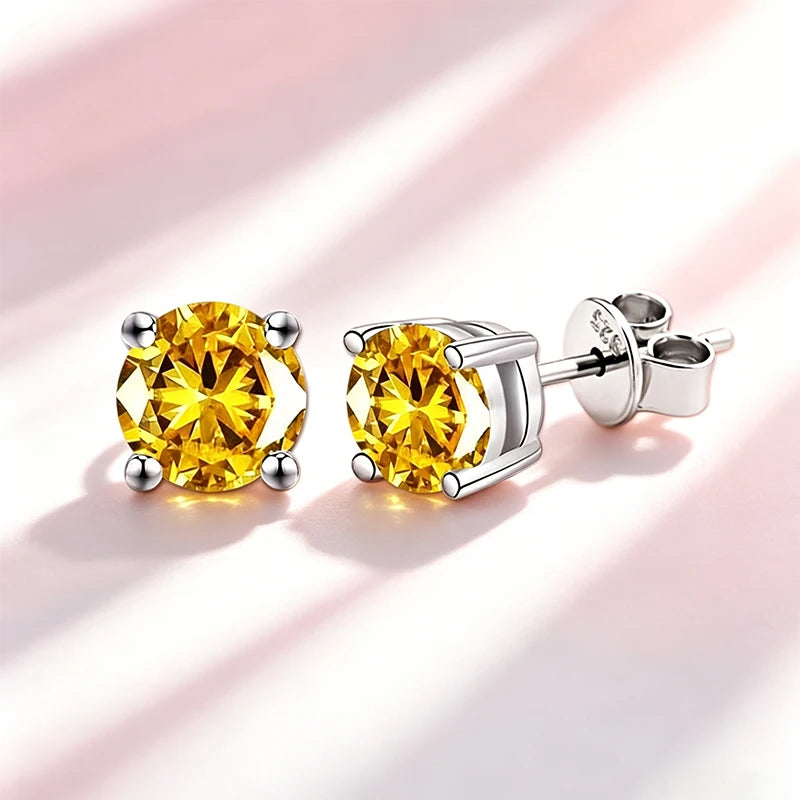 Classic 100% Moissanite Stud Earrings with Lace Six-Prong High-End Texture Elegant and Stylish Earrings