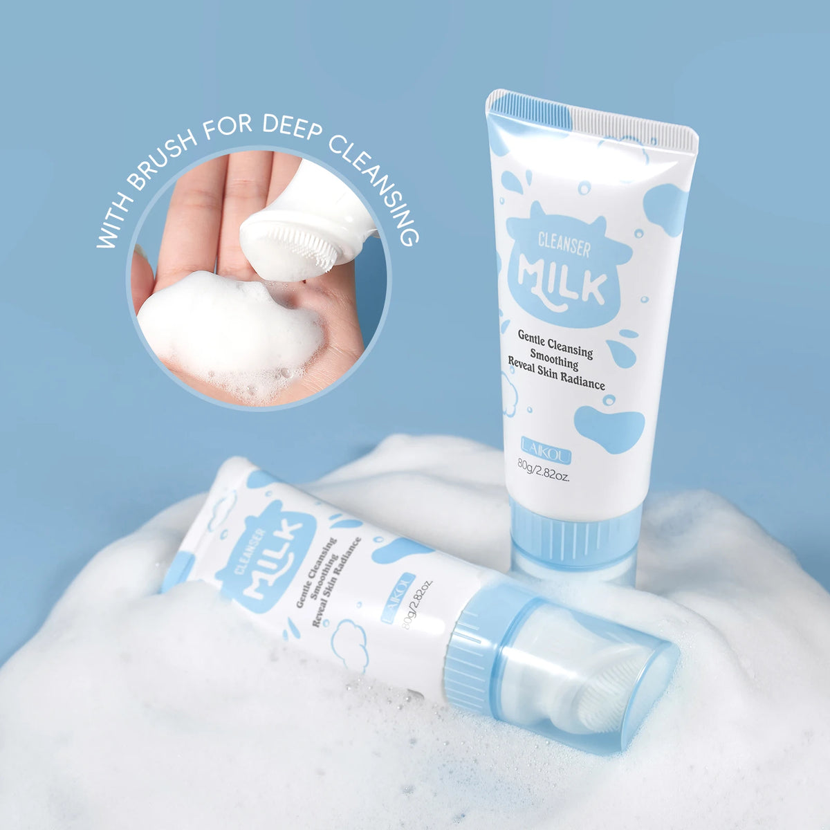 LAIKOU Milk Cleansing Bar Gentle Face Body Soap Nourishing Treatment Even Skin Tone Facial Bar 80g