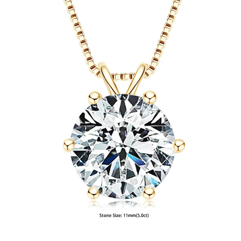 RAPRGOLD Certified 0.5-5ct Moissanite Pendant Necklaces S925 Sterling Silver Solitaire Necklace Chains For Women Jewellry Gifts