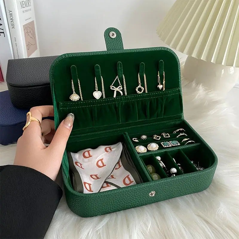 Portable Jewelry Box Jewelry Organizer Display Travel Jewelry Case Boxes Button Leather Storage Chenille Jewelers Joyero