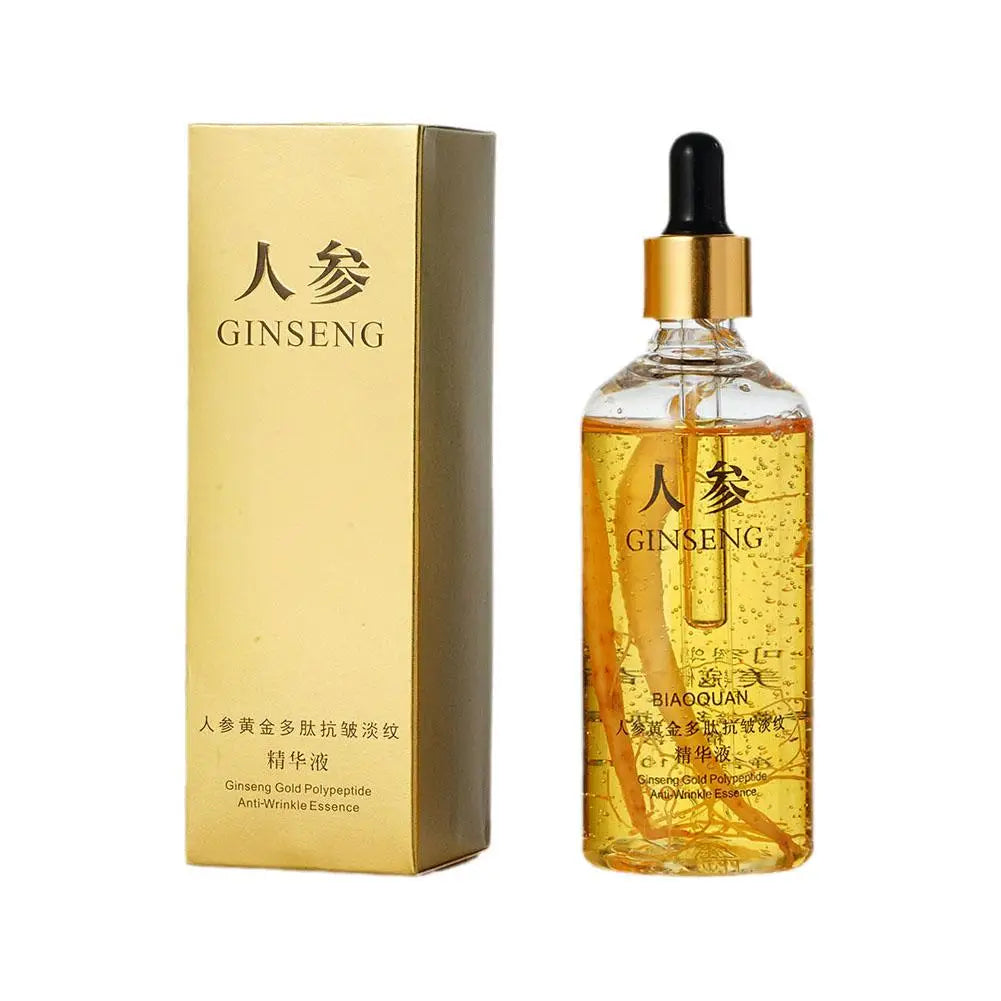 Gold Ginseng Face Serum 100ml Polypeptide Lightening Skin Moisturizing Facial Serum Smoothing Skin Care Products Deep Hydration