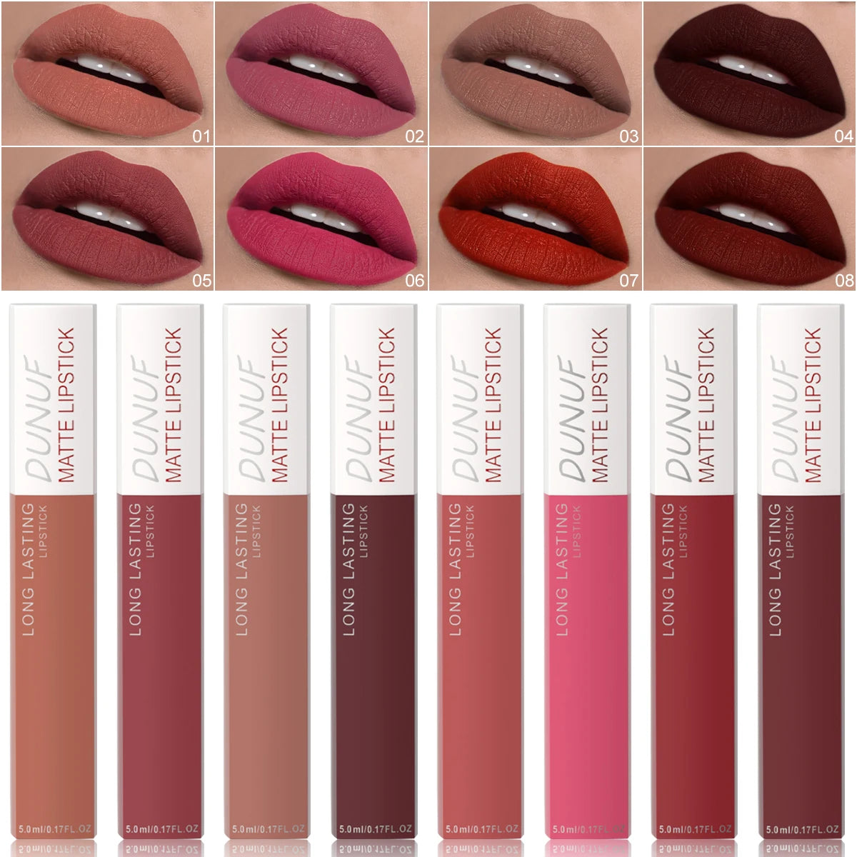 6Pcs/8Pcs Matte Lip Gloss Set – Long-Lasting Waterproof Lipstick, Anti-Sweat Non-Stick Liquid Lip Color, Highly Pigmented Lip Makeup
