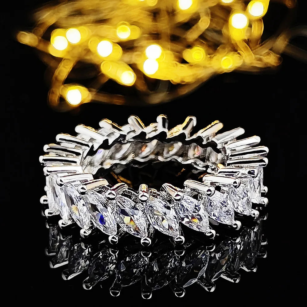 Wholesale Eternity Band Promise ring 925 Sterling silver Diamond cz Engagement Wedding Rings for women Men Finger Party Jewelry