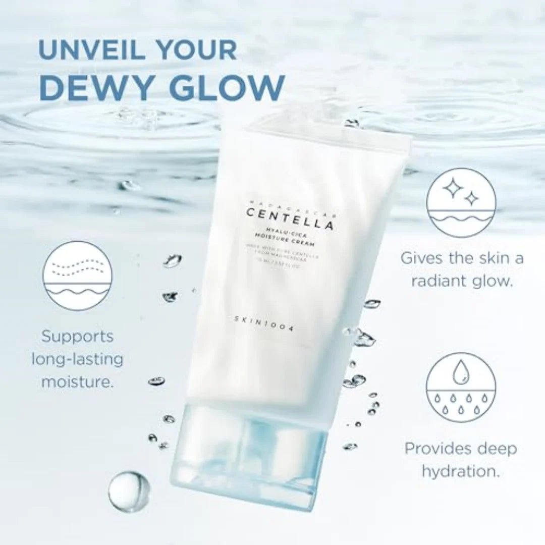 SKIN1004 Hyalu-Cica Moisture Cream Face Moisturizer Hyalu Cica Intense Hydration for Dry Dehydrated Skin Korean Skin Care