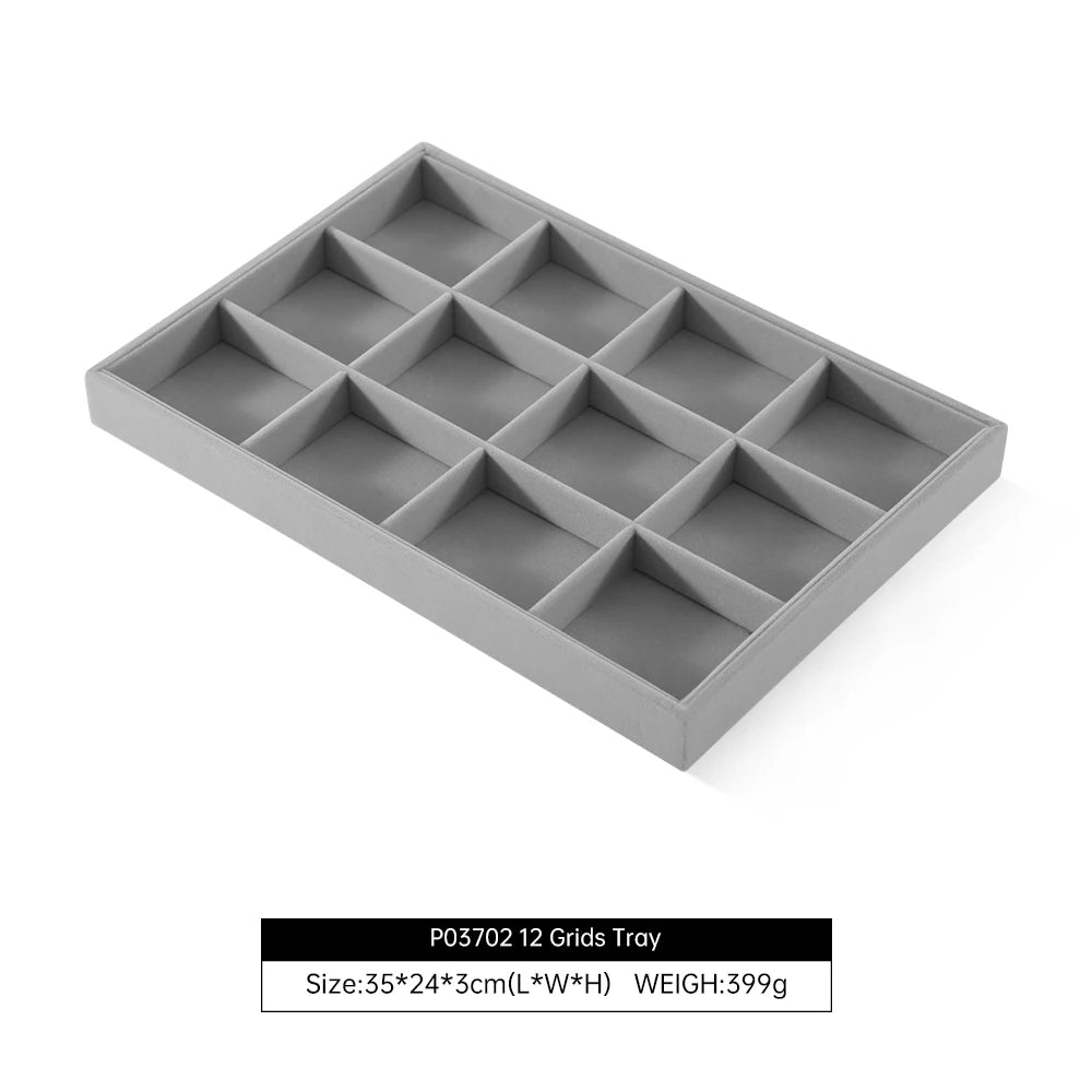 Yinbeini Velvet Ring Earring Bracelet Necklace Display Tray Table Top Stackable Drawer Storage Jewelry Organizer Tray P038