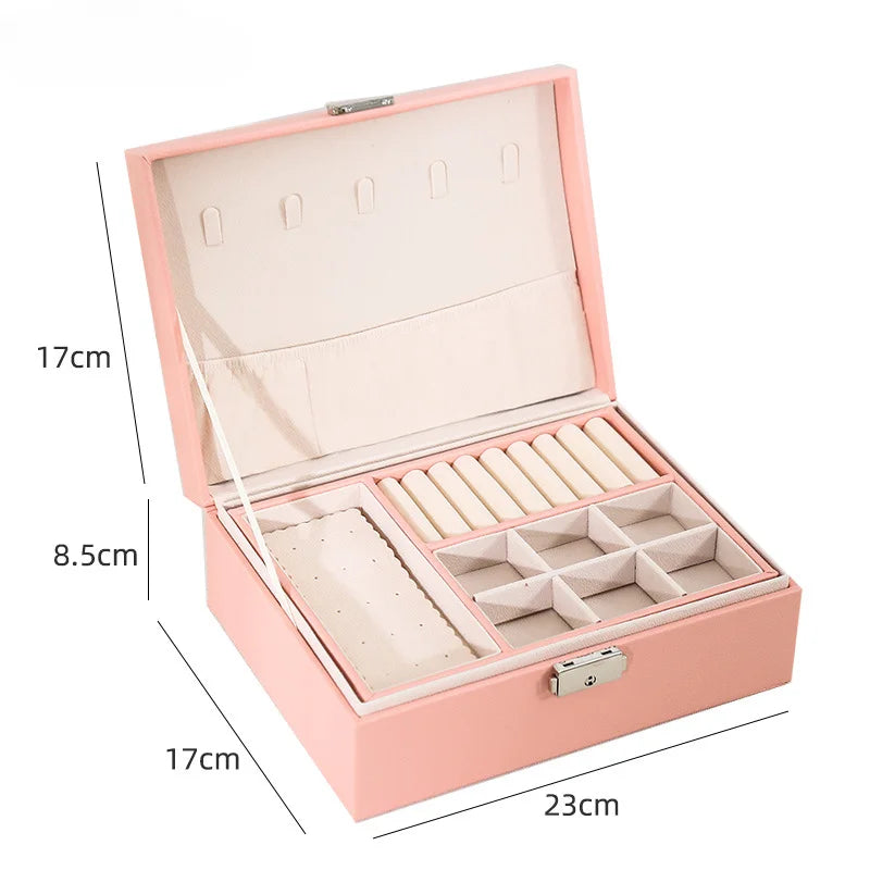 Organizer Box Double-Layer Jewelry Storage Box With Lock for Earrings, Necklaces and Other Accessories Organizing Box