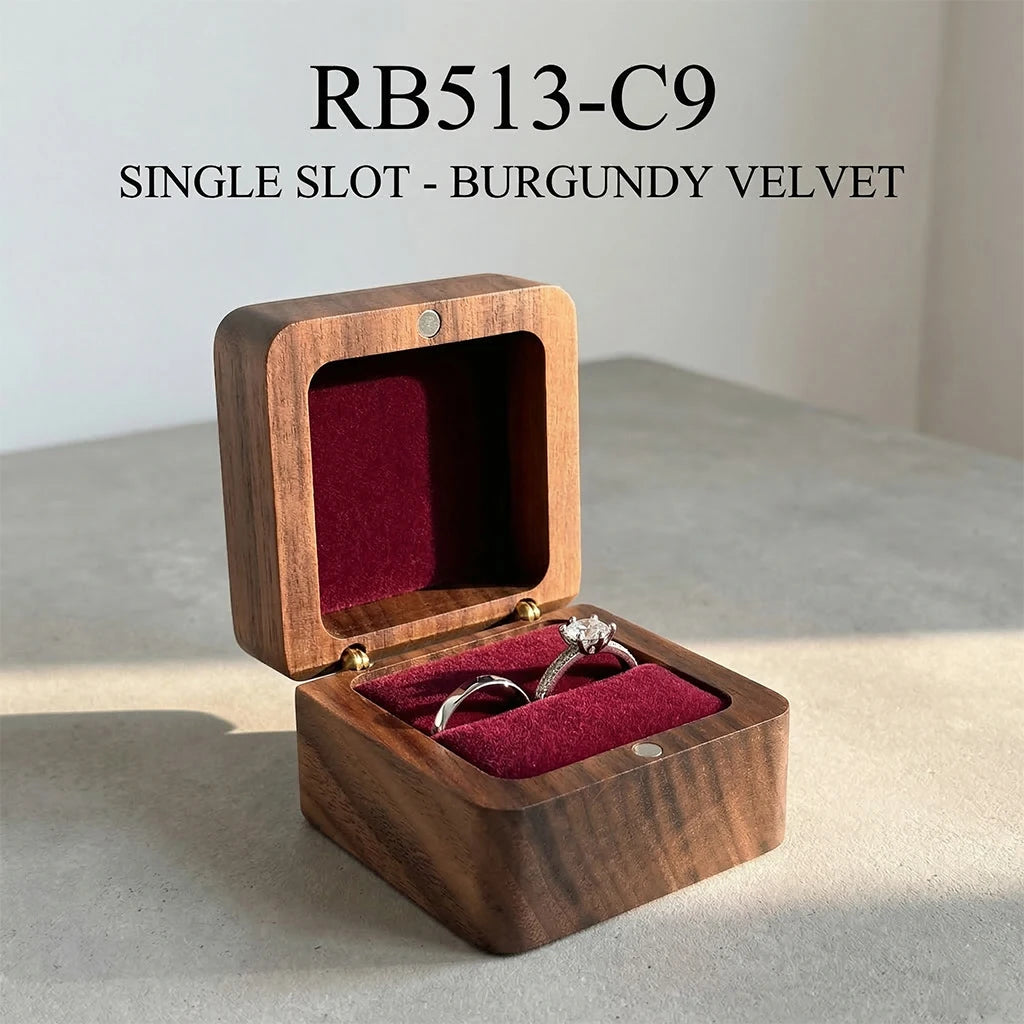 Wood Ring Box Wedding Jewelry Organizer Gift Box Personalized Engraving Proposal Ring Holder Bracelet Earring Packaging