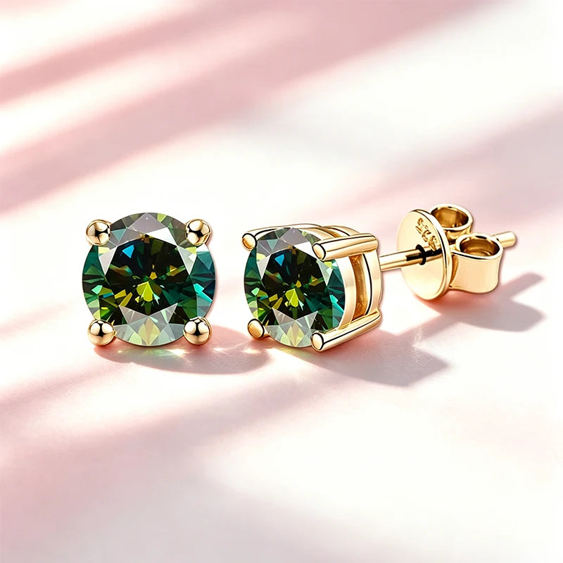 Classic 100% Moissanite Stud Earrings with Lace Six-Prong High-End Texture Elegant and Stylish Earrings