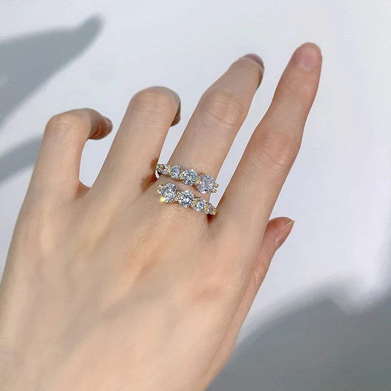 Anziw 925 Silver Moissanite Rings Woman Bands 10 Stones 3.26cttw Sparkling Diamond Twist Shank Wedding Ring Engagement Jewelry