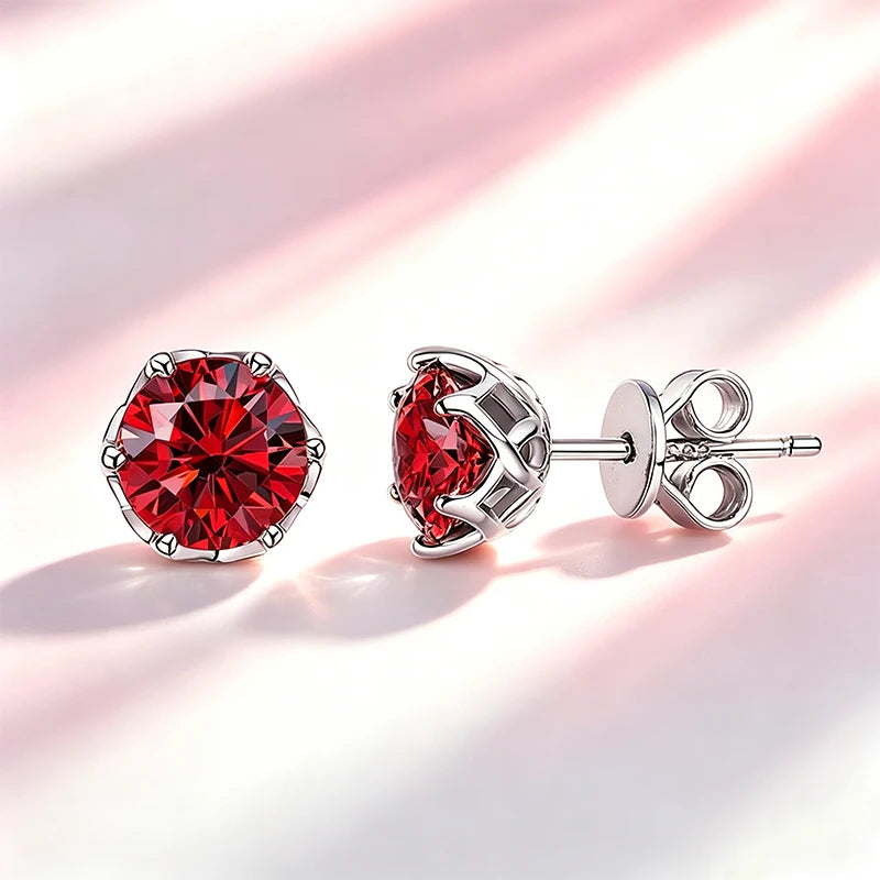 Classic 100% Moissanite Stud Earrings with Lace Six-Prong High-End Texture Elegant and Stylish Earrings