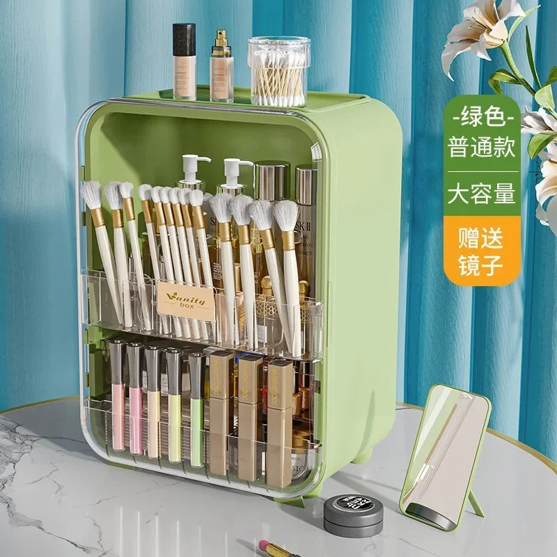 Large Cosmetic Storage Box Make Up Organizer Light Luxury Desktop Capacity Dustproof Storage Rack Household Vanity