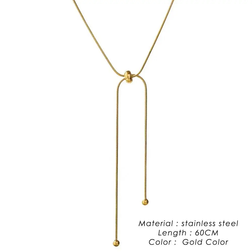 Personalized Snake Chain Adjustable Y Necklace for Woman Clavicle Pendant Stainless Steel Necklace Women's Holiday Gift Jewelry