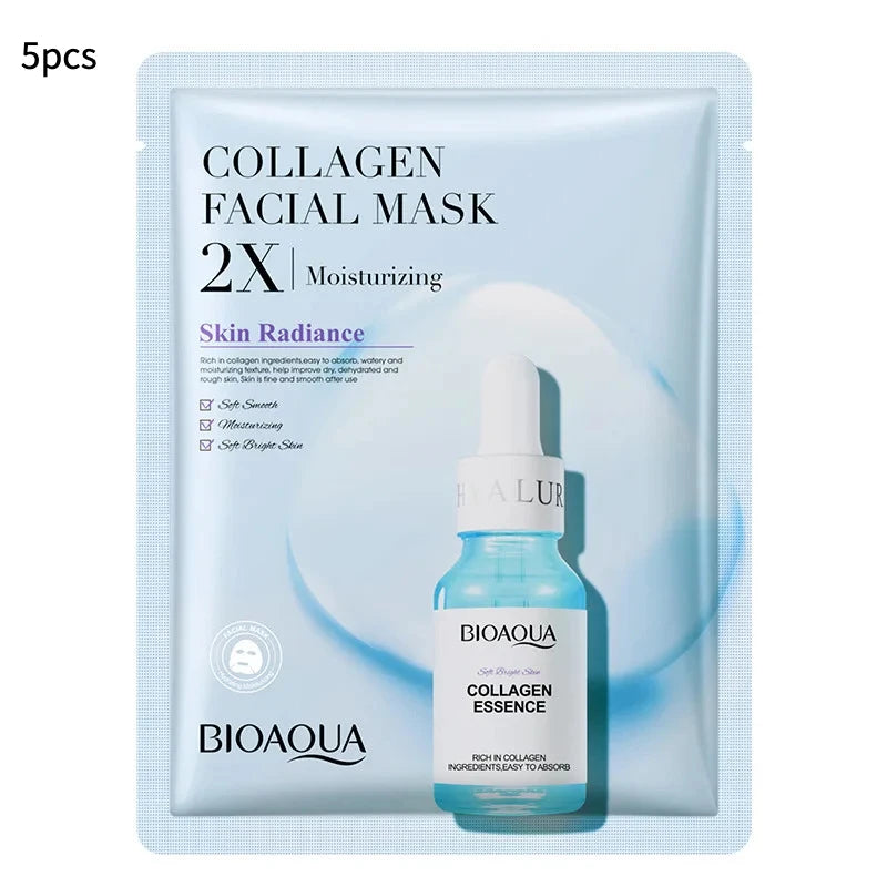 20pcs/5pcs Centella Collagen Face Mask VC Moisturizing Refreshing Sheet Masks Hyaluronic Acid Facial Mask Skin Care Products