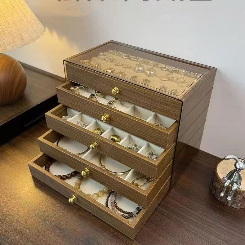 Multi-Layer Large Capaci Jewelry Box Der Design Earring Stud Ring Nelace Holder Ele Desktop Organizer