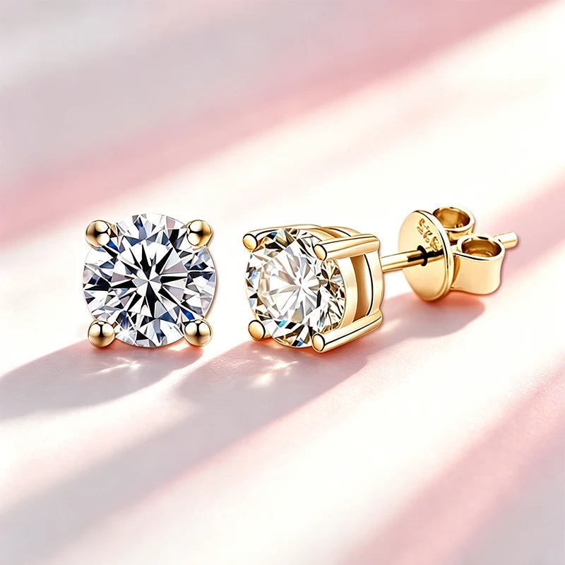 Classic 100% Moissanite Stud Earrings with Lace Six-Prong High-End Texture Elegant and Stylish Earrings