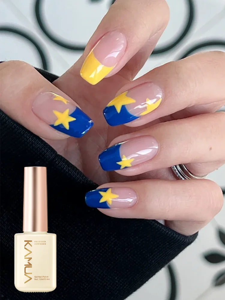KAMUA Gel Nail Polish Set – Yellow, Navy & Nude Soak-Off UV LED Gel Polish for DIY Manicure & Nail Art
