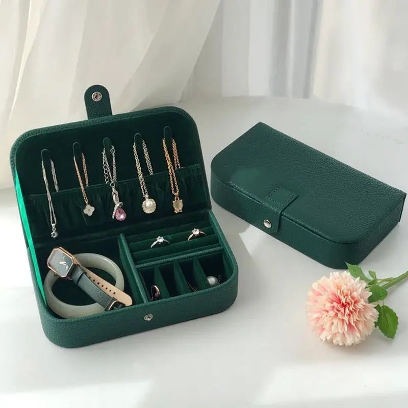 Portable Jewelry Box Jewelry Organizer Display Travel Jewelry Case Boxes Button Leather Storage Chenille Jewelers Joyero