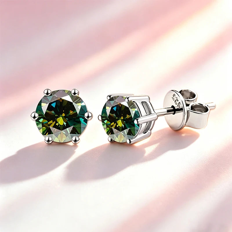Classic 100% Moissanite Stud Earrings with Lace Six-Prong High-End Texture Elegant and Stylish Earrings