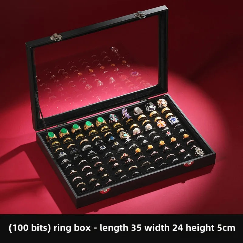 Covered Velvet Hundred-digit Ring Box Storage Box Large-capacity Jewelry Box Pair of Ring Boxes Jewelry Box Stall Display Box