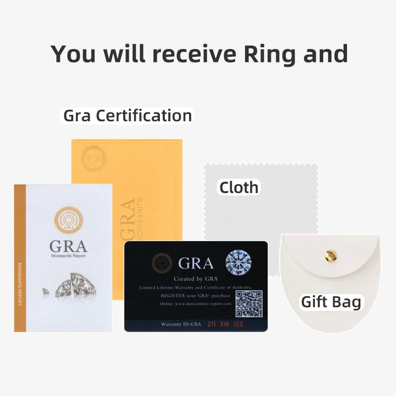 So-Bling 925 Sterling Silver Rings 5ct Moissanite Ring with Gra Certificate for Women's Elegant Fine Gift Party Jewelry