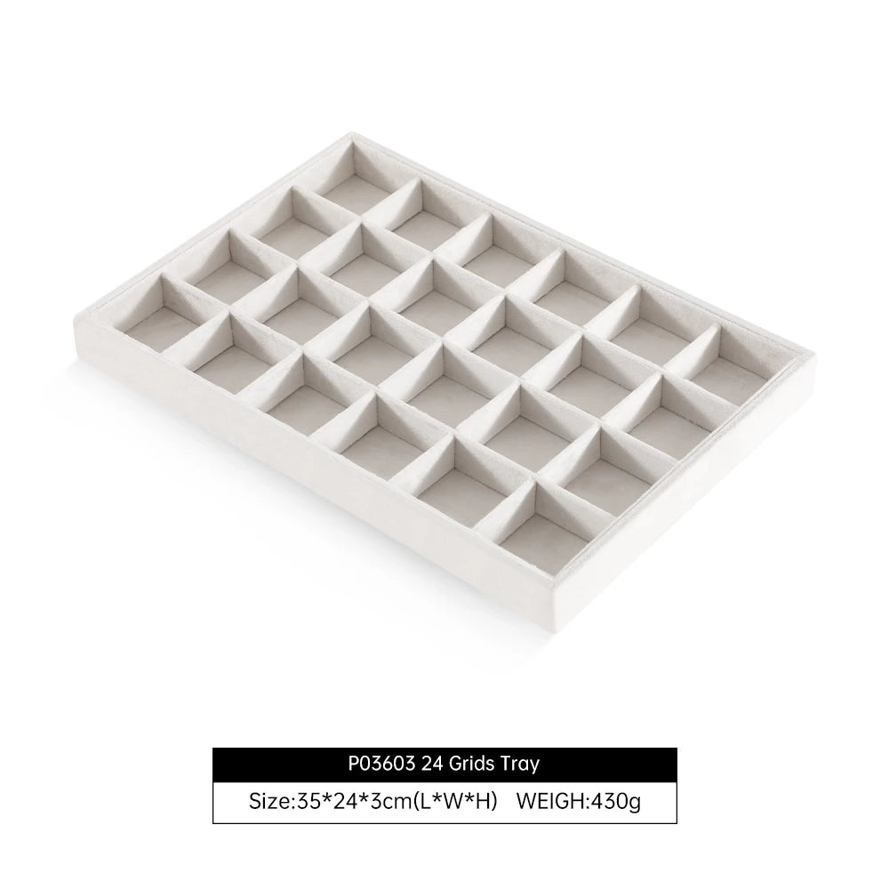 Yinbeini Velvet Ring Earring Bracelet Necklace Display Tray Table Top Stackable Drawer Storage Jewelry Organizer Tray P038