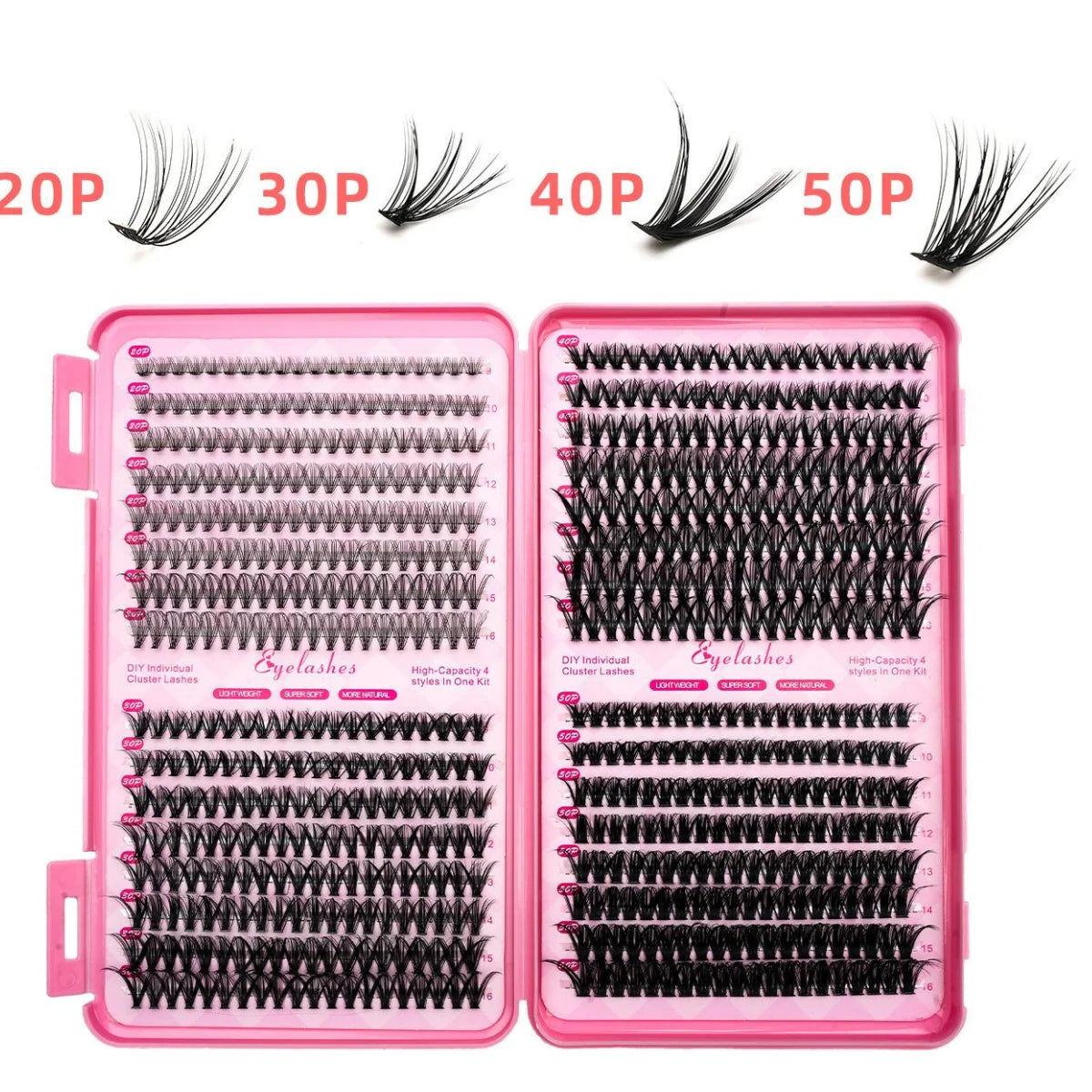 MIAOJIE False Eyelashes Clusters – Natural Thick Volume Individual Lash Extension Kit with Applicators