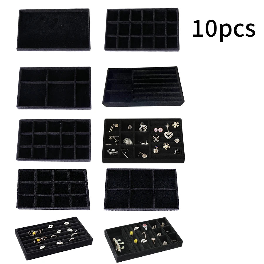 1 Set, (Including 8PCS) Flocking Jewelry Box Jewelry Tray