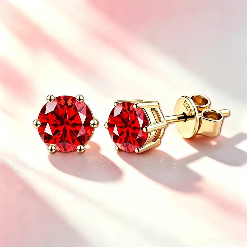 Classic 100% Moissanite Stud Earrings with Lace Six-Prong High-End Texture Elegant and Stylish Earrings