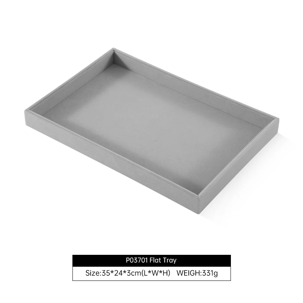Yinbeini Velvet Ring Earring Bracelet Necklace Display Tray Table Top Stackable Drawer Storage Jewelry Organizer Tray P038