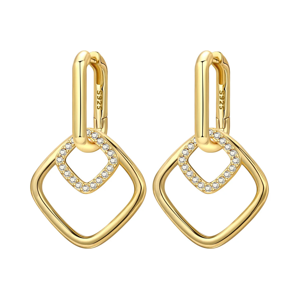 Orstarry S925 Sterling Silver 18k Gold Modern Square Earrings Hoop Earrings For Women Jewelry Original Trendy Anniversary Gifts