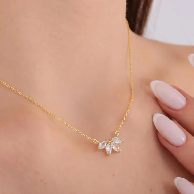 Simple Stainless Steel Horse Eye Zircon Necklace Fashion Elegant Crystal Collarbone Chain For Women Trendy Jewelry Accessories