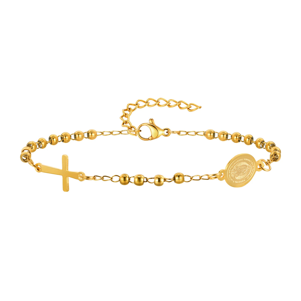 Rosary Beads Virgin Mary Cross Bracelet, Catholic Crucifix Bracelets Women Gift,Baptism Confirmation Communion Christian Jewelry