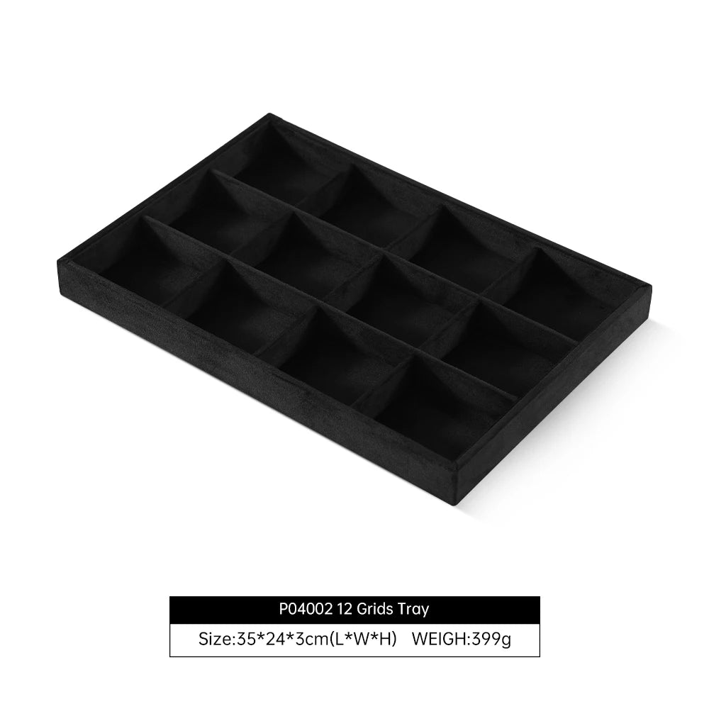 Yinbeini Velvet Ring Earring Bracelet Necklace Display Tray Table Top Stackable Drawer Storage Jewelry Organizer Tray P038