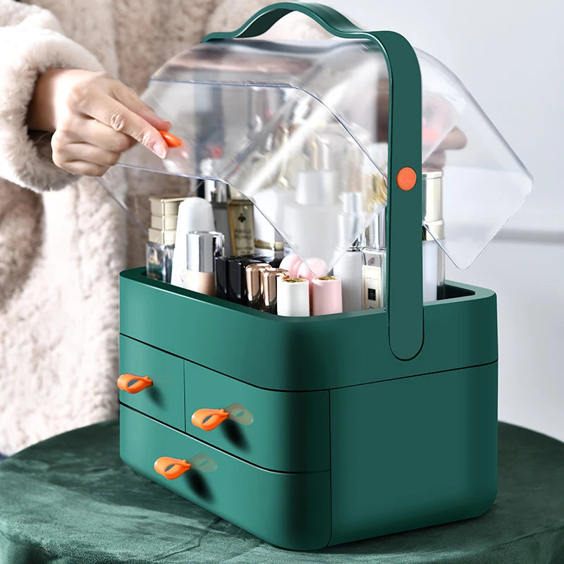 Dust-Proof Desktop Makeup Organizer with Drawer for Skin Care Products,Display case, Storage Box Shelf