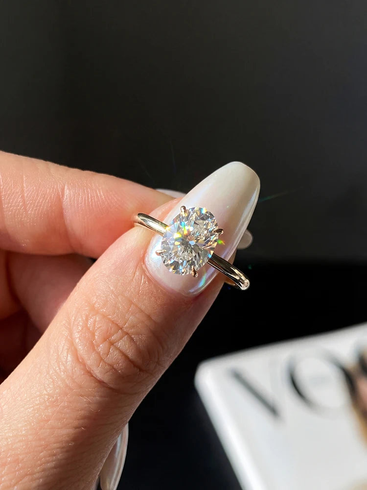 Fashion 1-2 Carat Brilliant Oval Moissanite Diamond Engagement Wedding Rings for Women 925 Sterling Silver Fine Jewelry