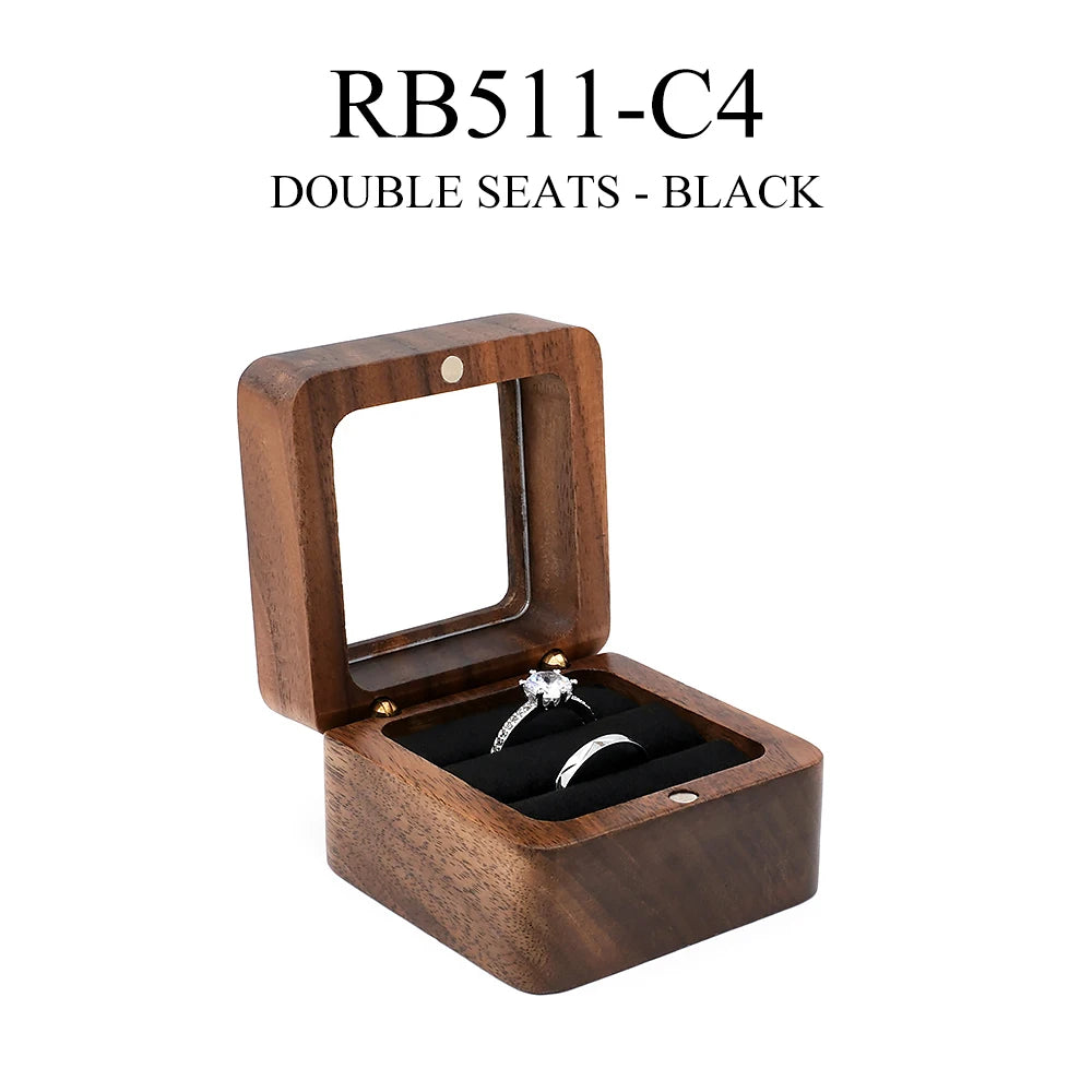 Wood Ring Box Wedding Jewelry Organizer Gift Box Personalized Engraving Proposal Ring Holder Bracelet Earring Packaging