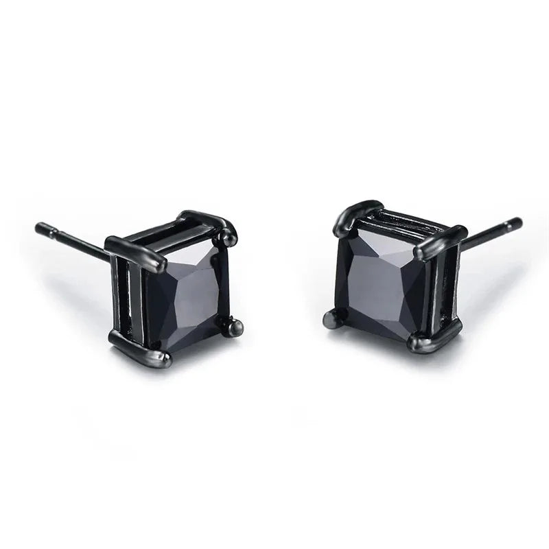 Small Black Punk Stud Earrings For Women Men Boy 2020 New Fashion Zircon Geometry Stainless Steel Jewelry Accessories Earrings