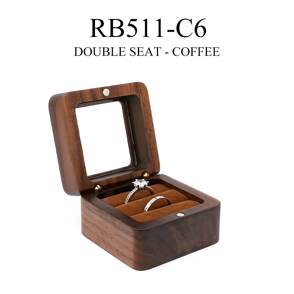 Wood Ring Box Wedding Jewelry Organizer Gift Box Personalized Engraving Proposal Ring Holder Bracelet Earring Packaging