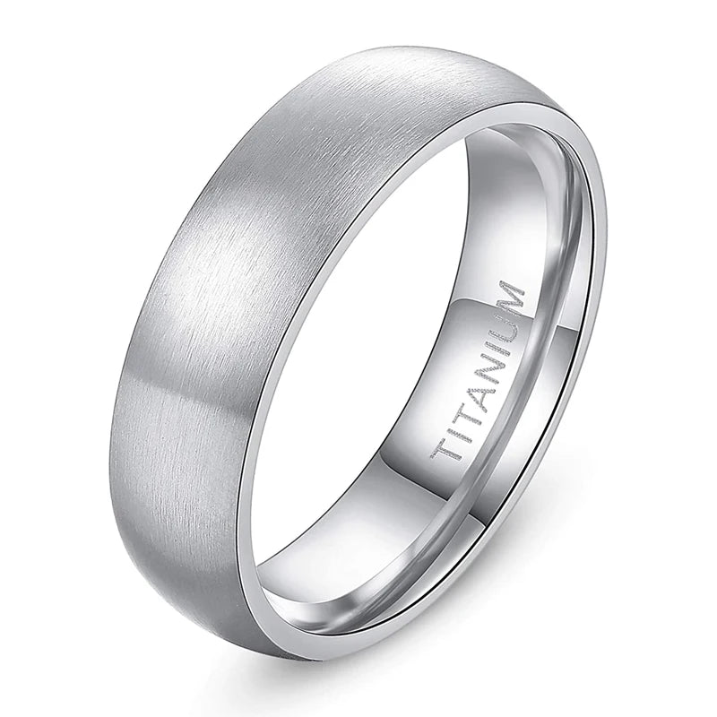 Tigrade 4/6/8mm Brushed Simple Silver/Black Color Titanium Ring Men Minimalist Wedding Band Engagement Rings Women Male Jewelry